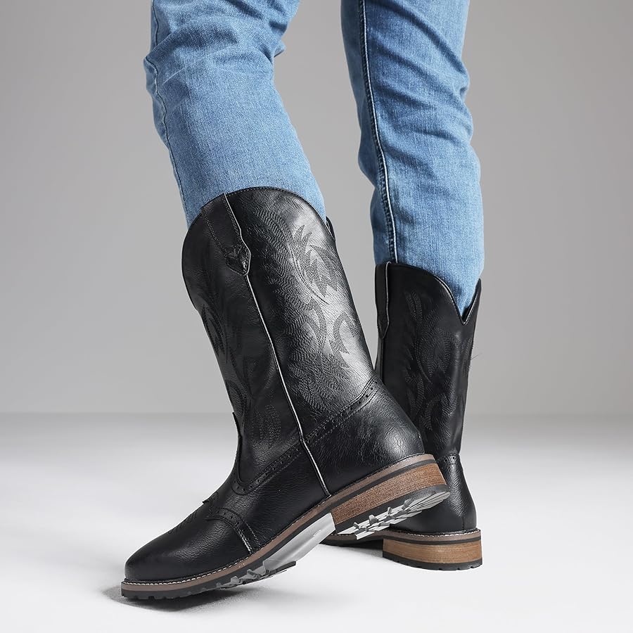 Amazon.com | femflame Cowboy Boots For Men Square Toe