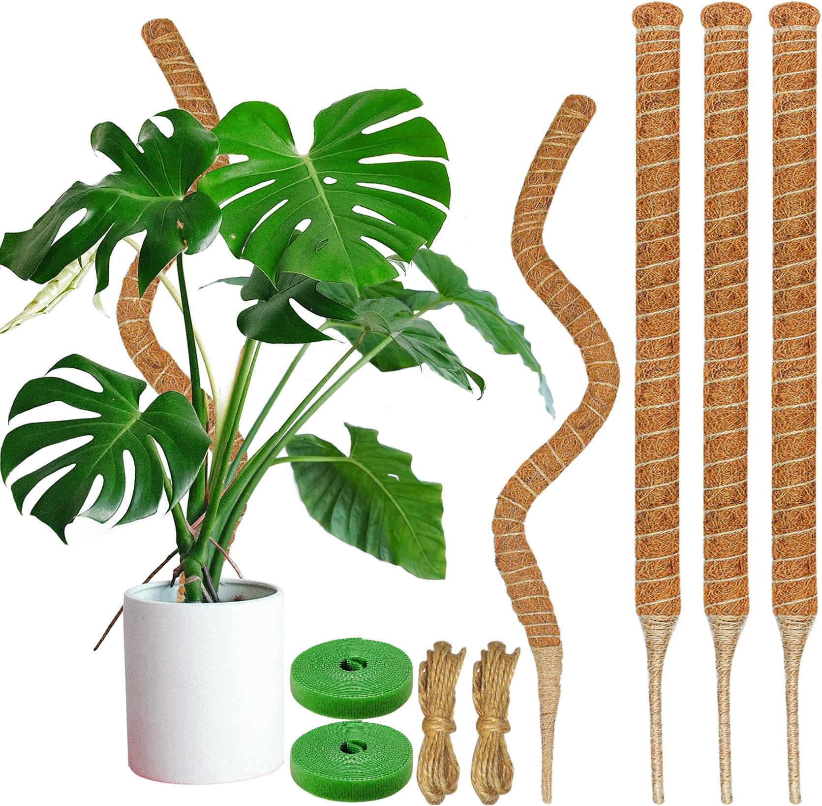 4 Pack Moss Pole, 26.8-Inch Moss Poles for Plants Monstera,Bendable Plant Support Stakes for Climbing Plants Indoor, Garden Trellis Plant Stick for Potted Plants, Pothos Philodendron