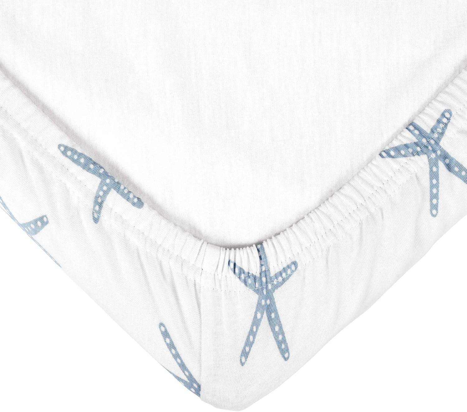 Lush Decor Baby Seaside Starfish Organic Cotton 2 Pack Changing Pad Cover, Blue