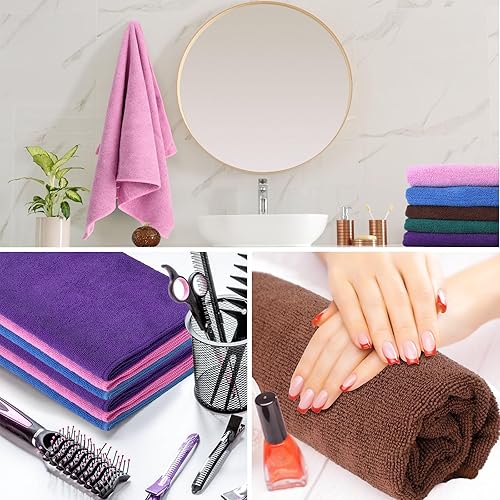 Miniatura 7 de Paquete de 40 toallas de microfibra absorbentes a prueba de blanqueador, resistentes a la decoloración, toallas de mano de secado rápido, a granel