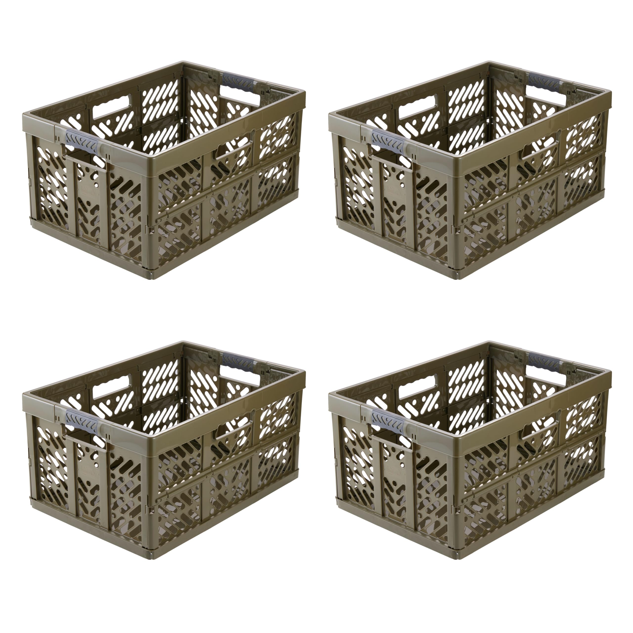 keeeper ben 4x Stabile Profi-Klappbox mit Soft-Touch Griffen, 45 l, Bis 50 kg Tragkraft, Robust und leicht, 54 x 37 x 28 cm, Olivgrün (Olive)