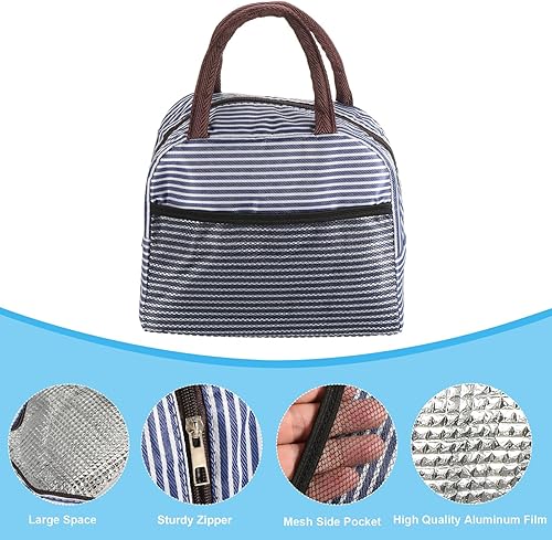 Miniatura 10 de PATIKIL Lonchera para mujereshombres, bolsa de almuerzo aislada a prueba de fugas con bolsillo contenedor de almuerzo reutilizable para el trabajo,