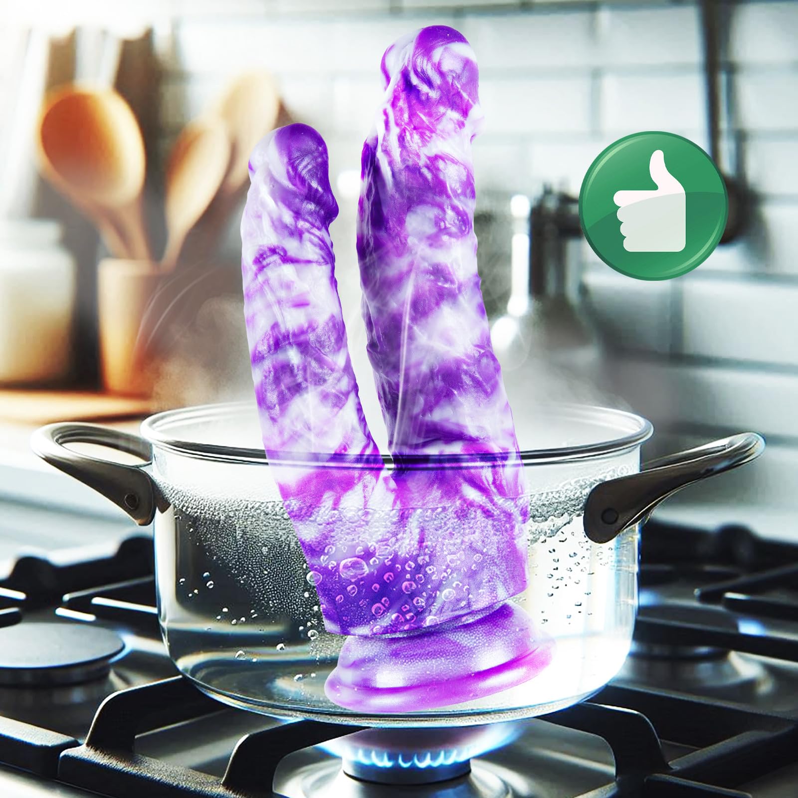 8" Soft Silicone Double Headed Monster Dildo with Suction Cup, 7" Realistic Colorful Double Sided Head Dildo for Beginners, 6" Small Fantasy Pink Purple Dildos with Curved Shaft for G-spot Anal Play