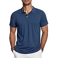 TARAINYA Polo Uomo Cotone Maniche Corte con Tasca Polo Shirt Estivo Blu Scuro XL
