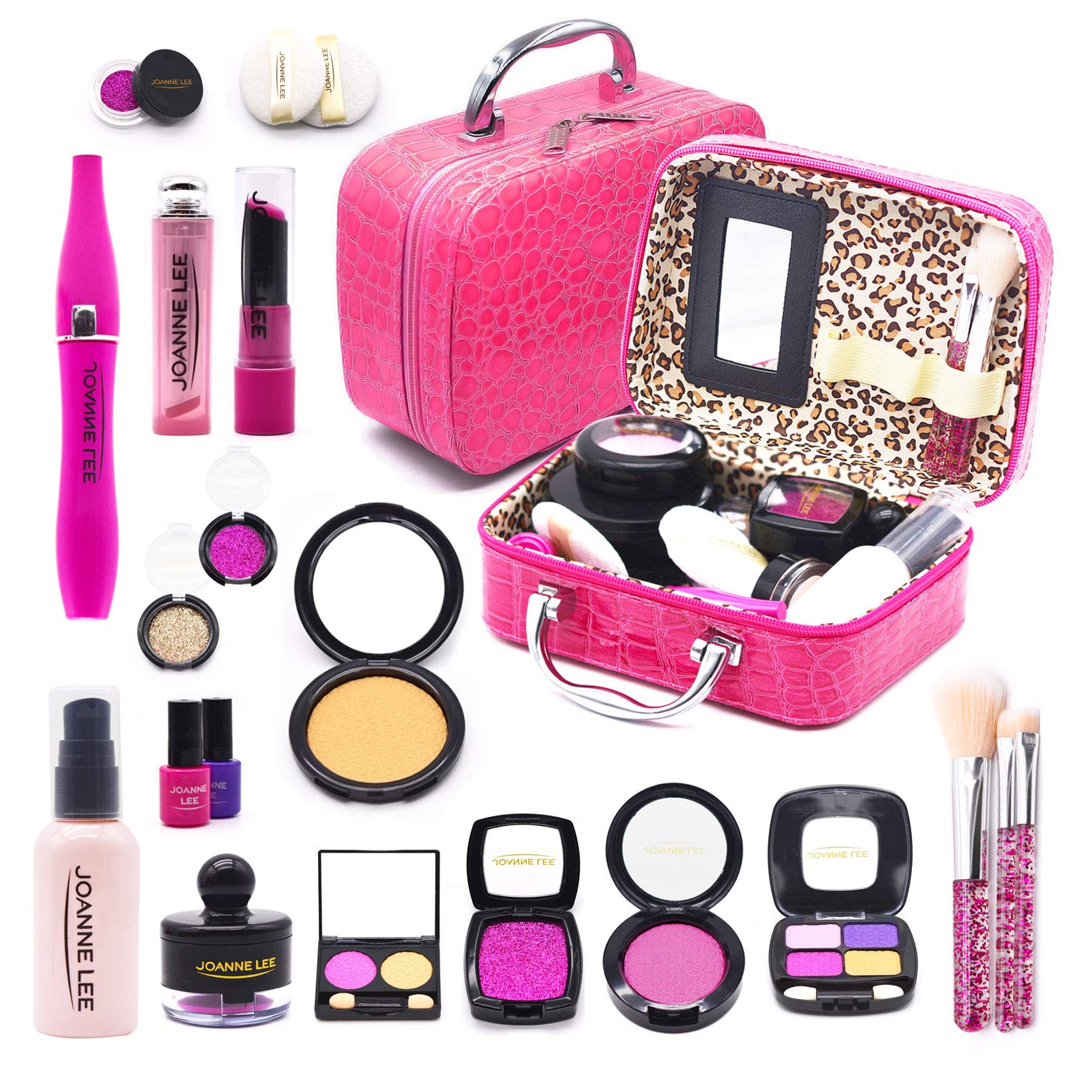 Amazon.com: Sun Gurg Girl Kit de maquillaje con bolsa de cosméticos,  juguetes para niñas de más de 3 años, sombras de ojos, lápiz labial,  cuidado de máscaras, gittler, base líquida, esmalte de