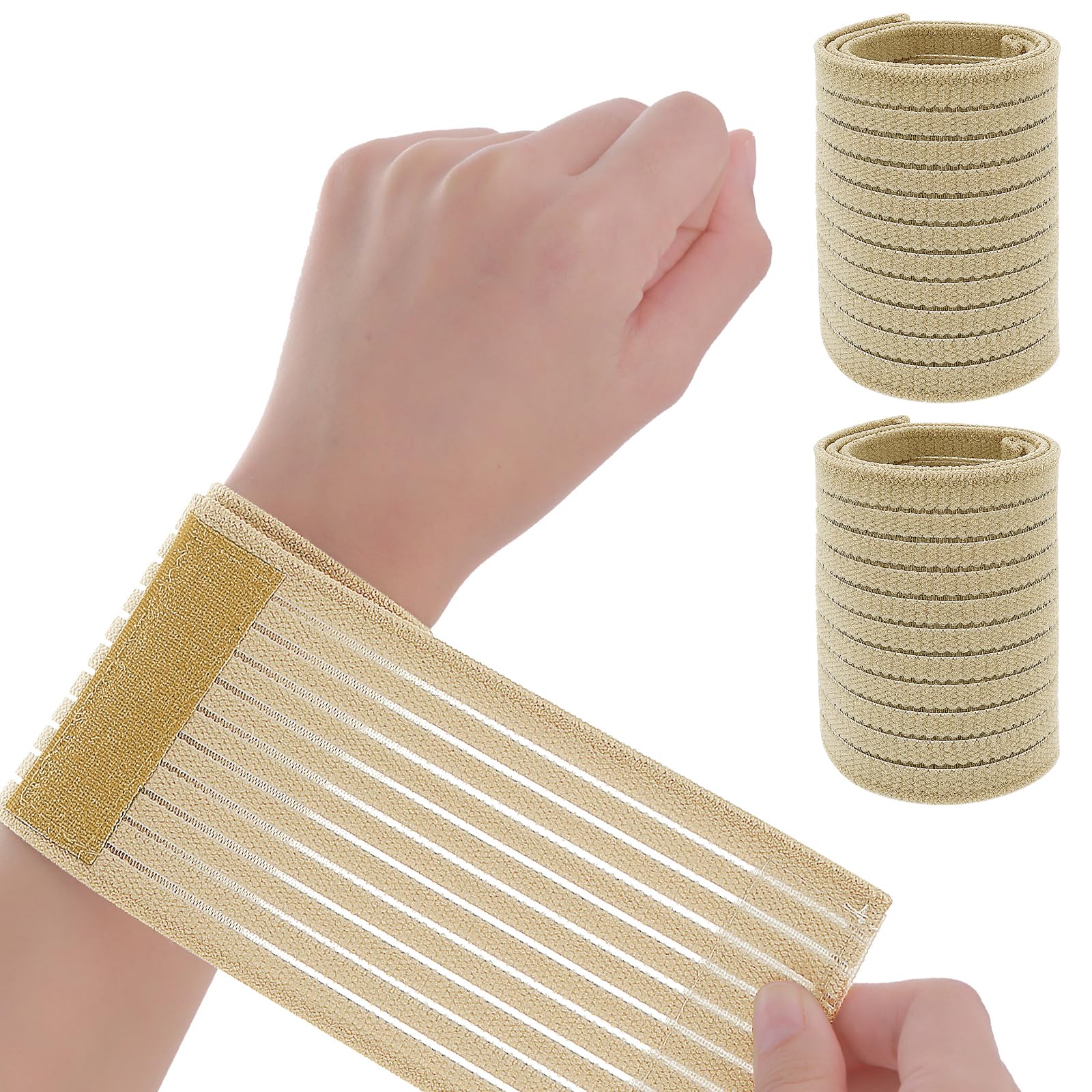 2 PCS Elastic Wrist Support Band Wrap Breathable Wrist Brace Adjustable Wrist Straps Support Relieves Wrist Pain Arthritis