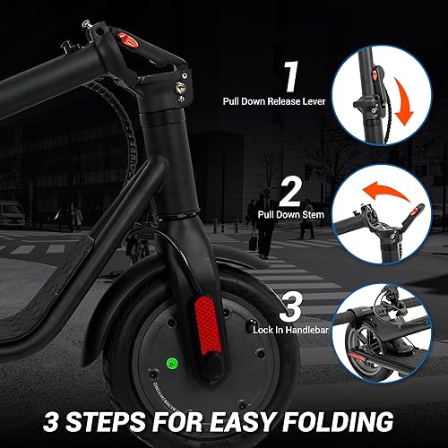 Miniatura 4 de Patinete eléctrico para adultos y niños, plegable rápido IPX5, 15.5 mph, velocidad máxima de 28 millas, batería de largo alcance con motor de 350 W