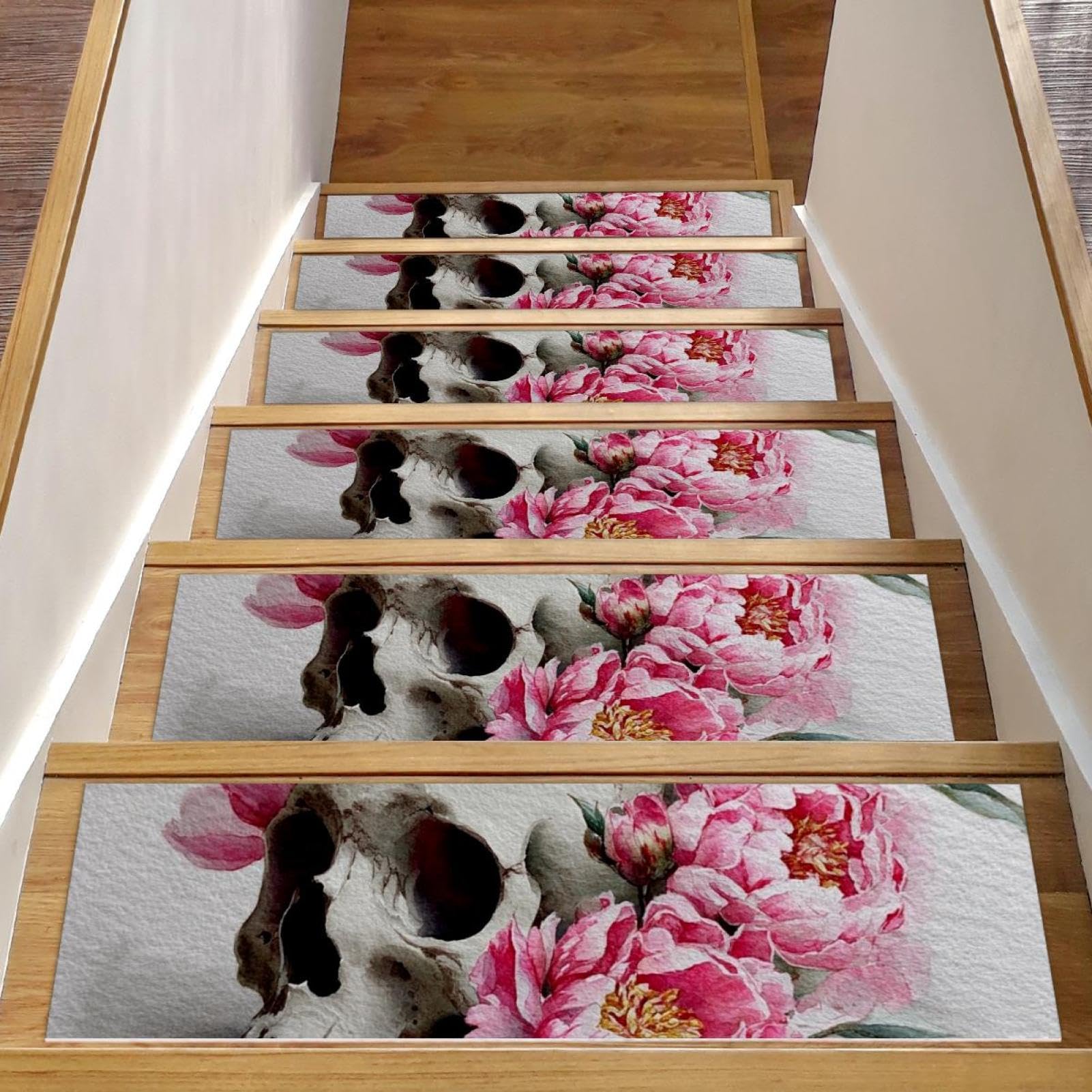 Tapis d'escalier antidérapants fleuris : confort et déco aquarelle pivoines