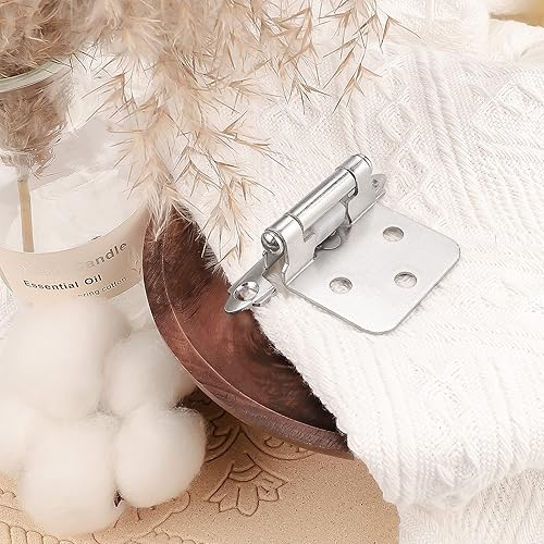 Miniatura 6 de knobelite Bisagra de gabinete de superposición variable, 5 pares (10 unidades) con acabado de níquel satinado, bisagras decorativas de cierre