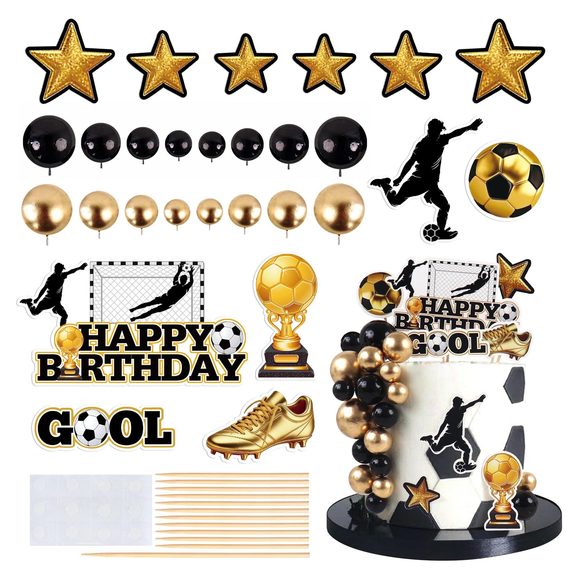Blumomon 1Set Football Cake Toppers Ball Cake Topper Boys Girls Birthday Cake Decoration Baby Shower Party Football Theme Decoration Supplies