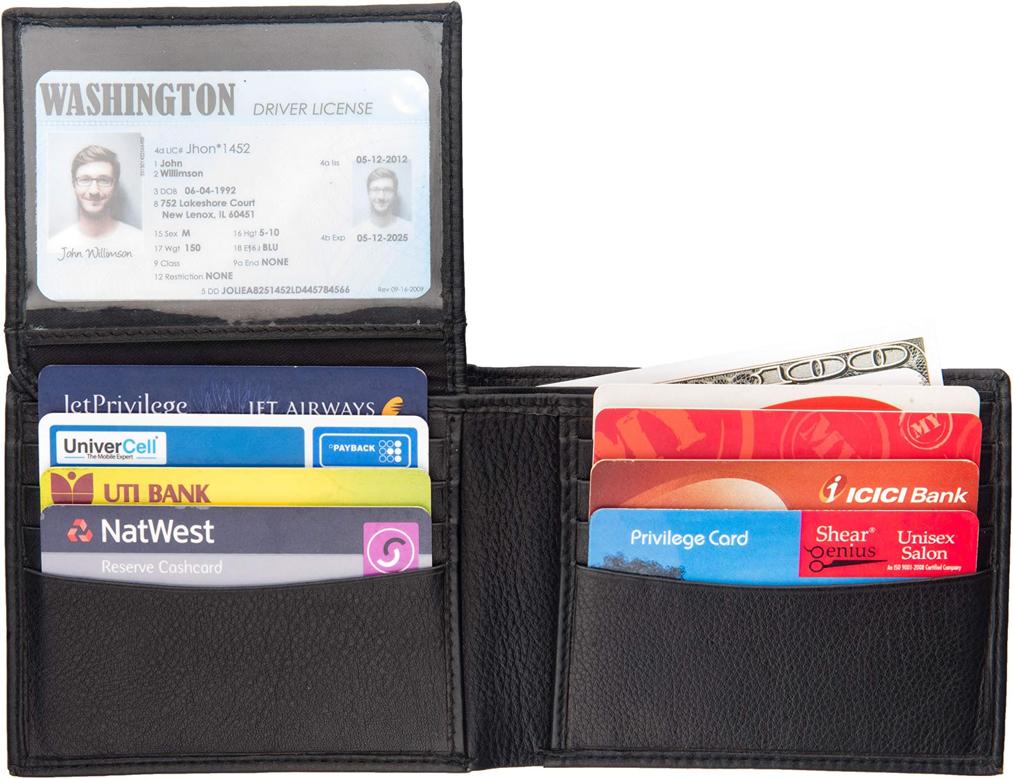 Genuine Leather Wallet Bifold Slim Wallet with RFID Blocking