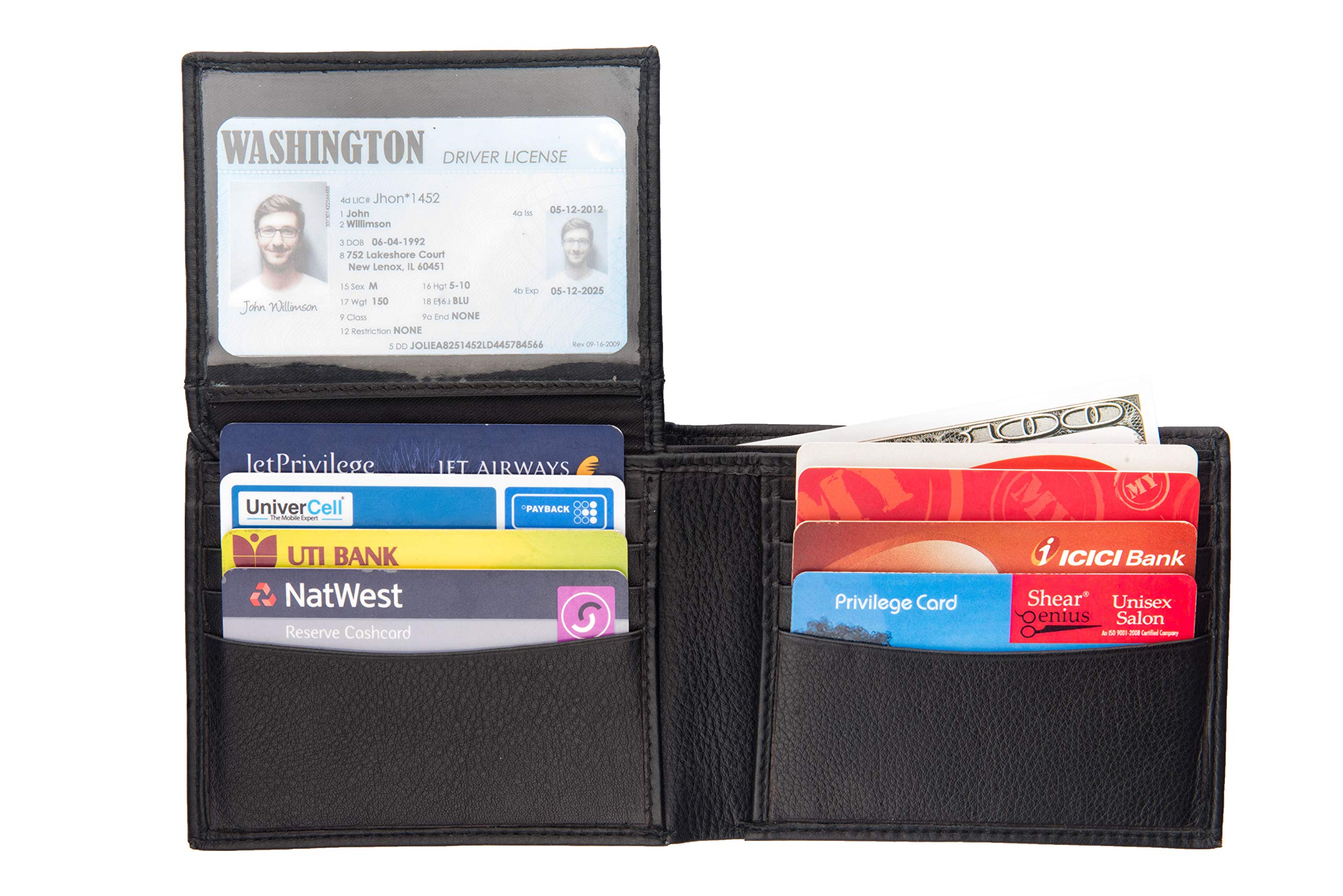 Genuine Leather Wallet Bifold Slim Wallet with RFID Blocking