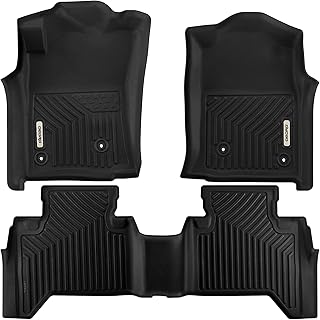 OEDRO Floor Mats Compatible with 2005-2011 Toyota Tacoma Double Cab, Custom Fit Front & 2nd Seat 2 Row Floor Liner Set - Black TPE All-Weather Guard
