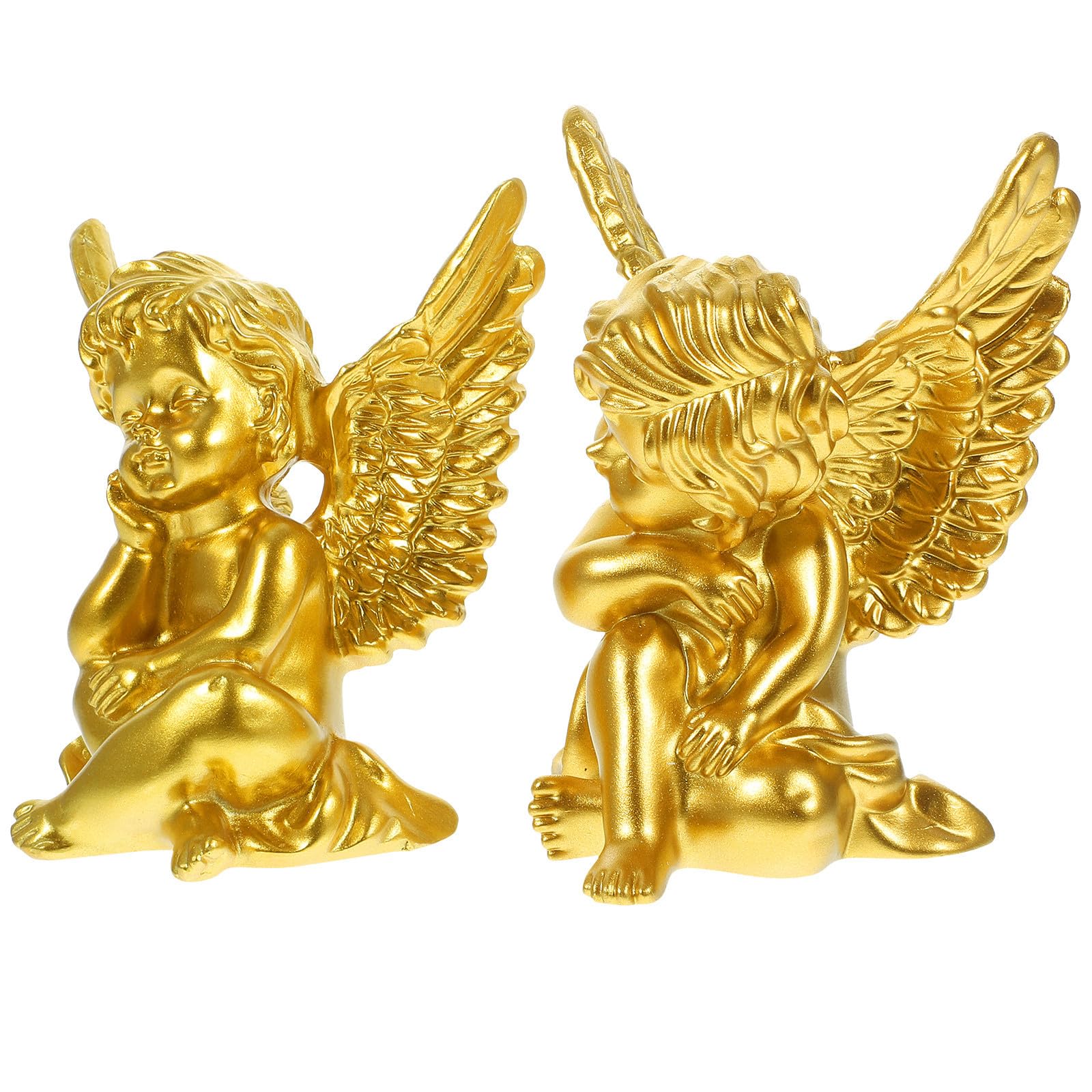 Toyvian 4 Piezas Figurita de Ángel de Resina Dorada para Estante y Gabinete