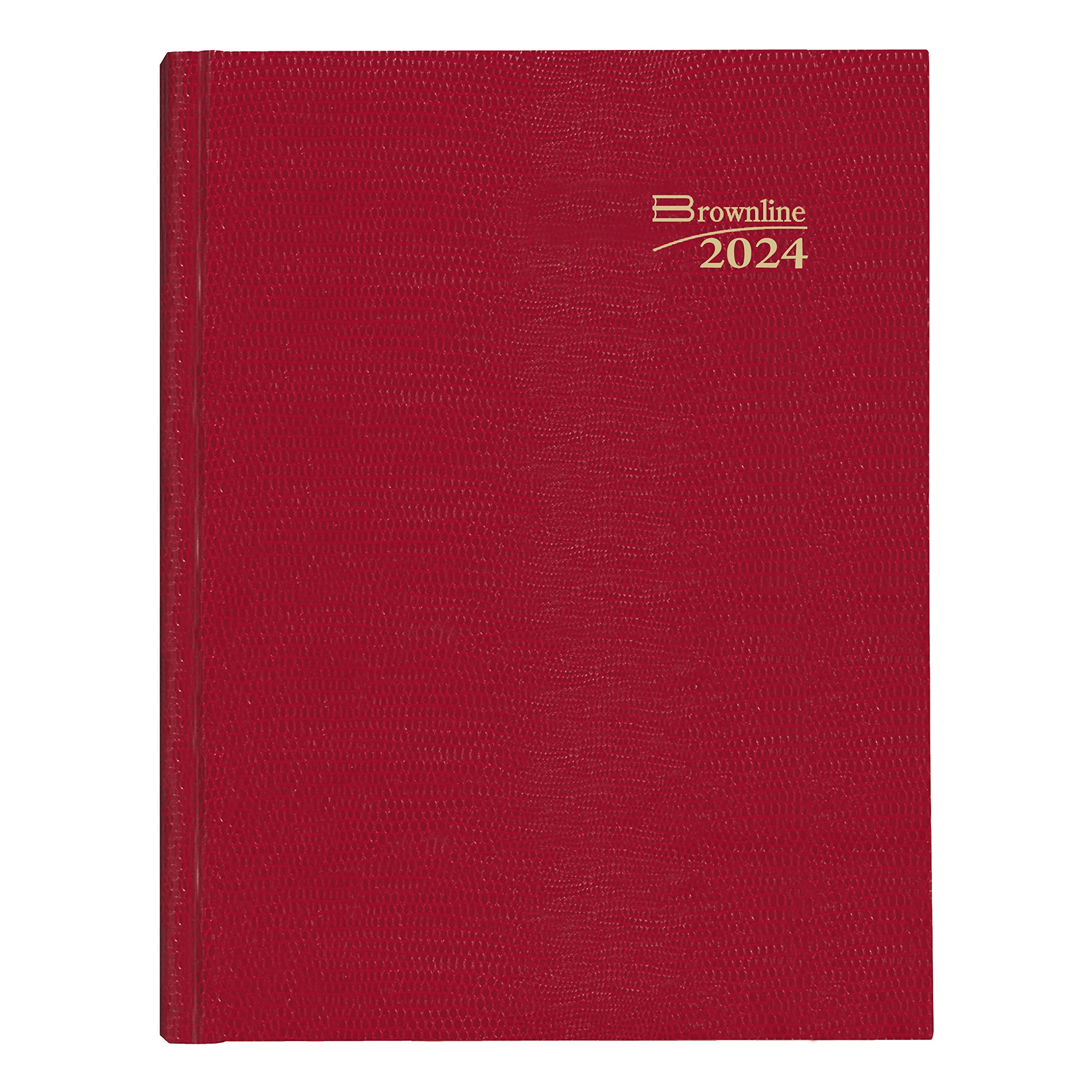 Brownline2024 Traditional Daily Planner, Untimed Journal, 12 Months, January to December, Perfect Binding, 10" x 7.875", Bright Red (C550.RED-24)