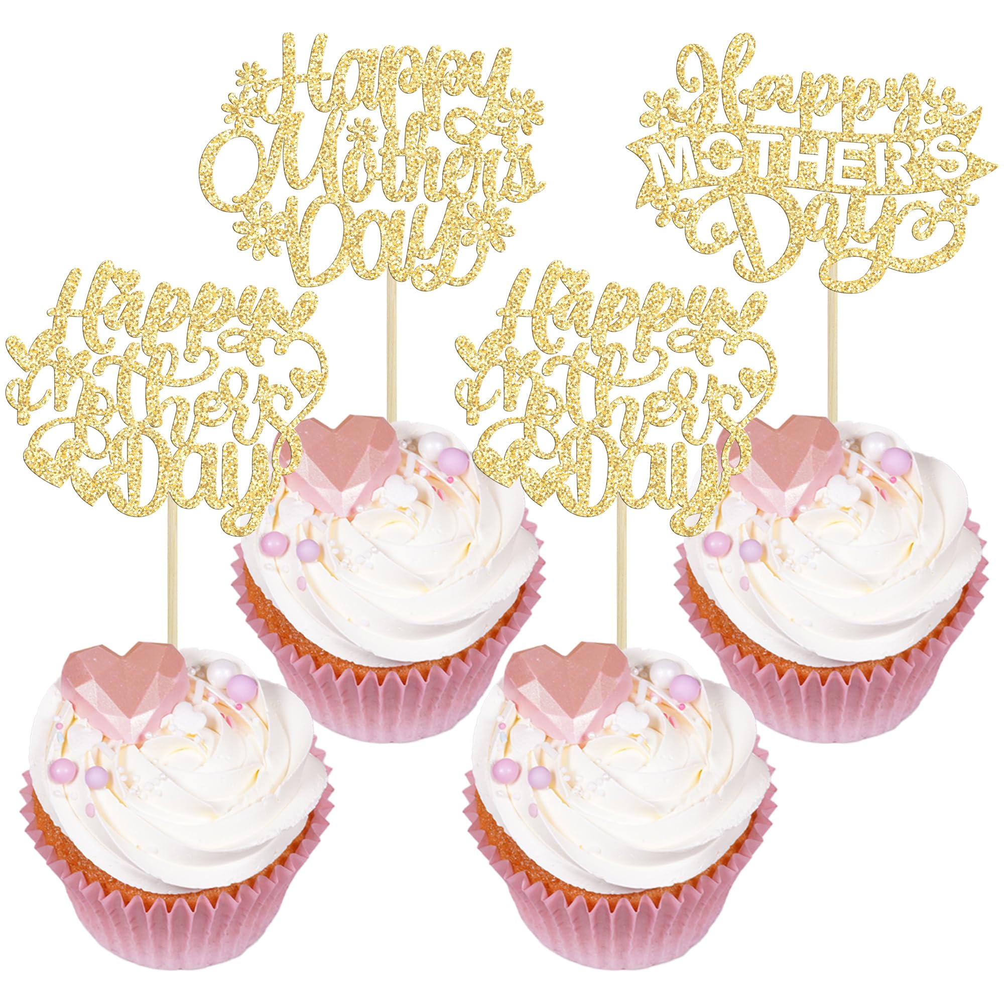 Kuchendekoration „Happy Mother’s Day“ – Glitterndes Herz-Aufsteller Mit „Best Mom Ever“ (16x20 Cm)