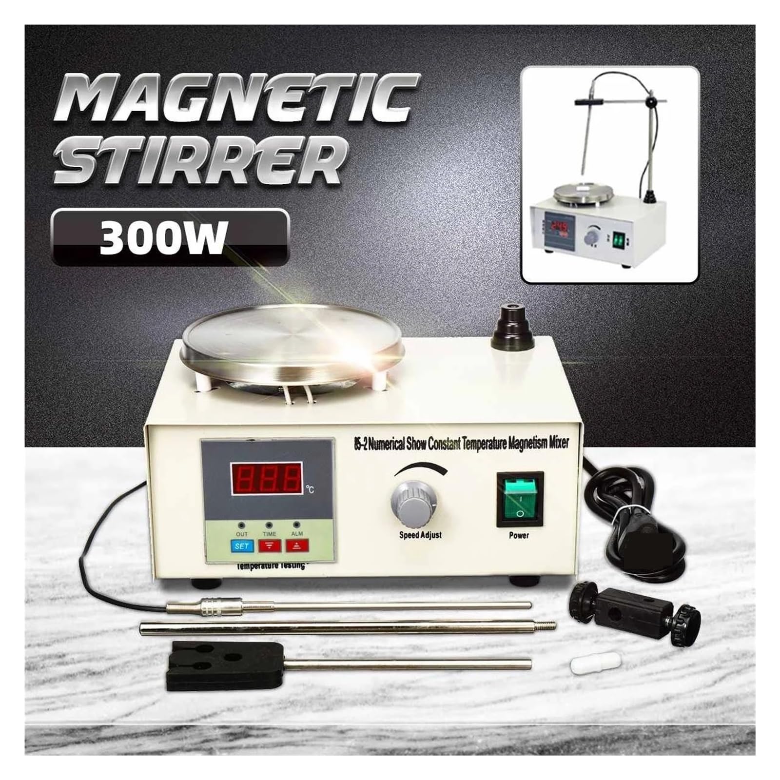 Mezclador De Control Dual Calefacción Laboratorio Agitador Magnético Placa Caliente Sin Ruido Pantalla LED Temperatura 300W Remueve Bien