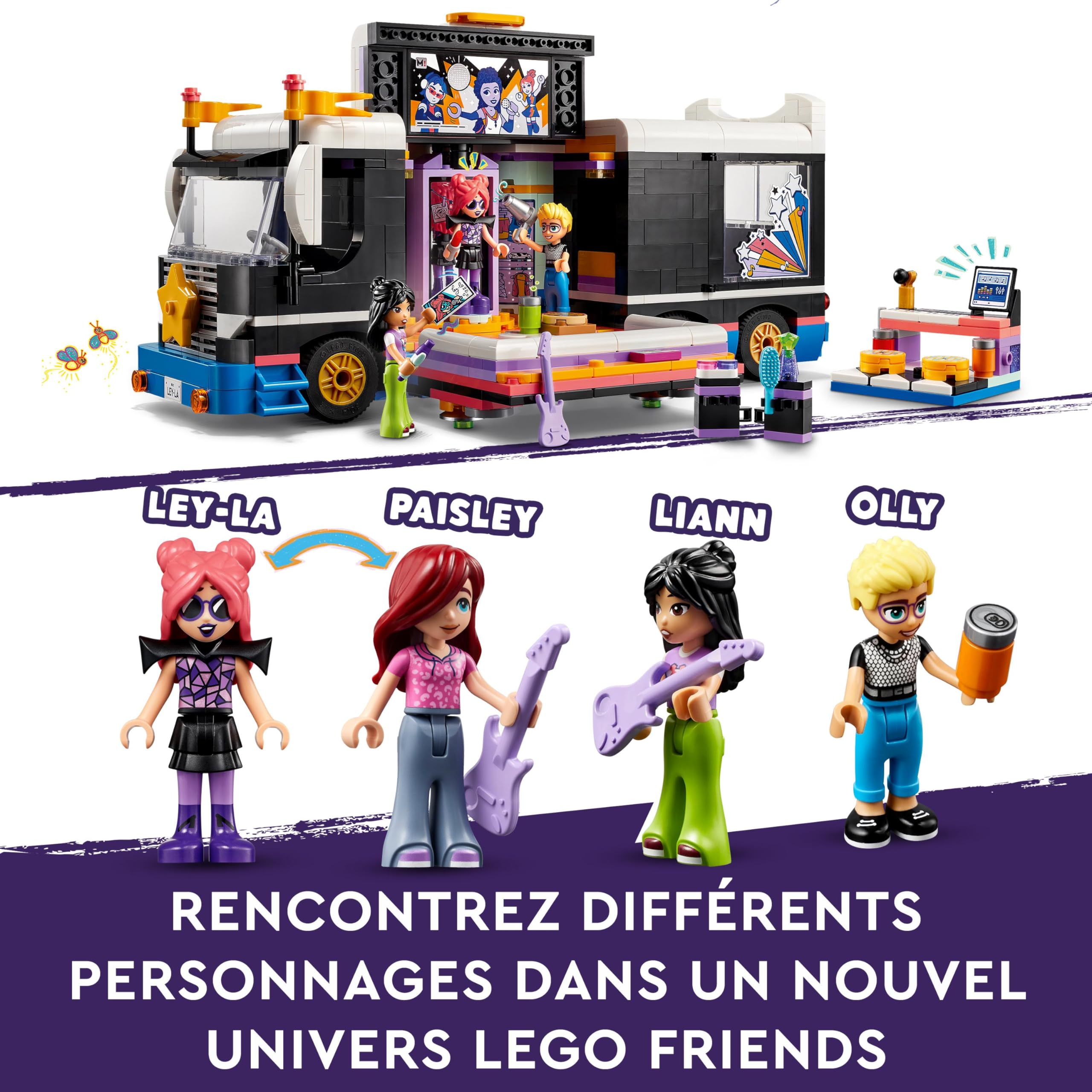 LEGO Friends Le Tourbus de la Star de la Pop, Jouet Musical avec 4 Mini-Poupées et Plein d'Accessoires, pour Les Amoureux de la Musique Dès 8 Ans 42619