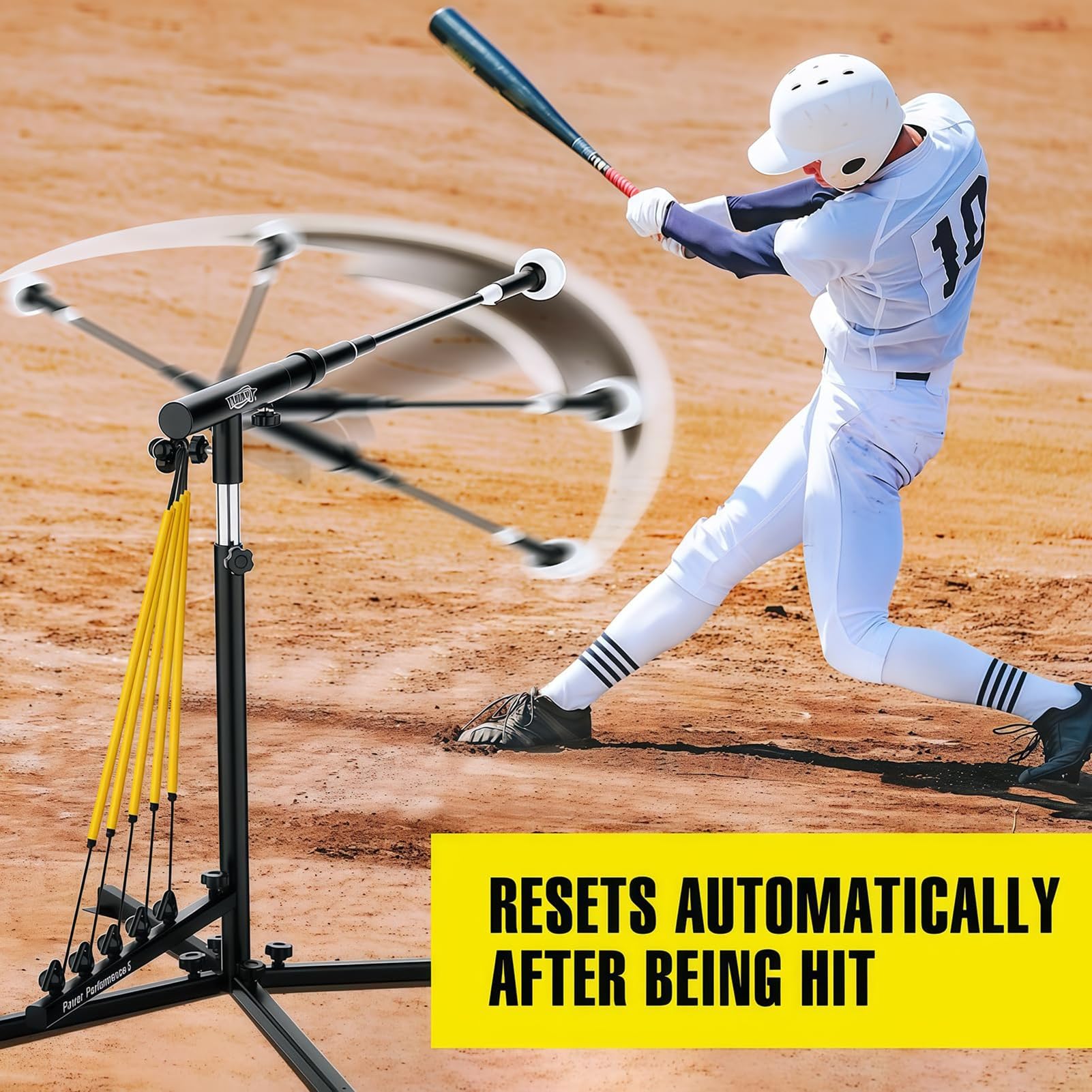 Trener do swingów w baseballu i softballu, automatyczny sprzęt treningowy do baseballu z 5 taśmami oporowymi, poprawia technikę uderzenia i wydajność w grze