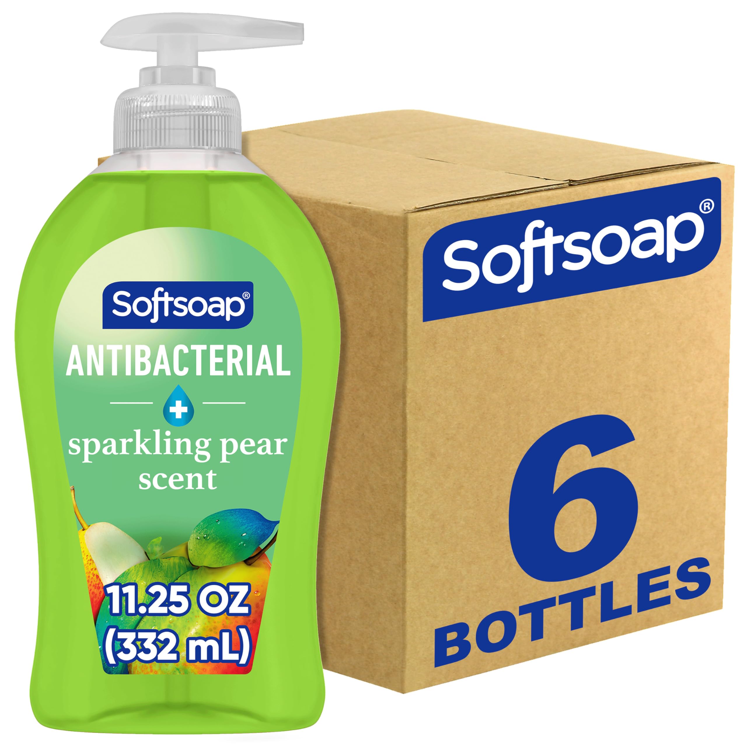 Antibacterial Liquid Hand Soap, Gentle Clean, Sparkling Pear Scent Hand Soap, 11.25 Ounce, 6 Pack