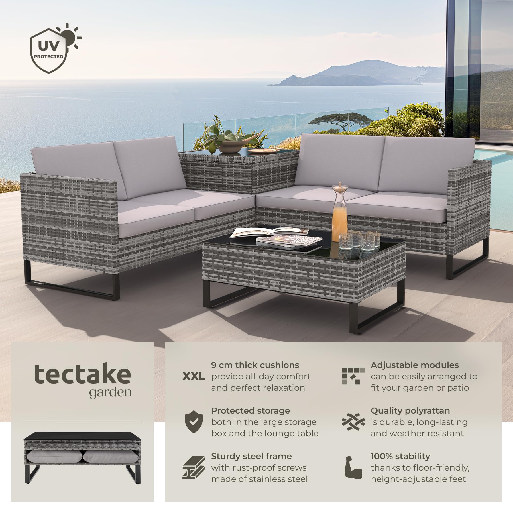 Tectakerattan Garden Lounge Set Modular Corner Sofa With Garden
