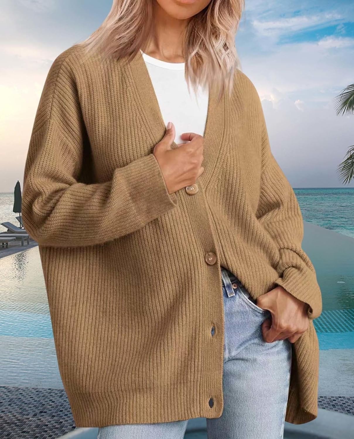 Womens Fall Fashion Oversized Lightweight Warm Knit Jacket Elevate Your Fashion Taste Work And Casual Wear - Image 3