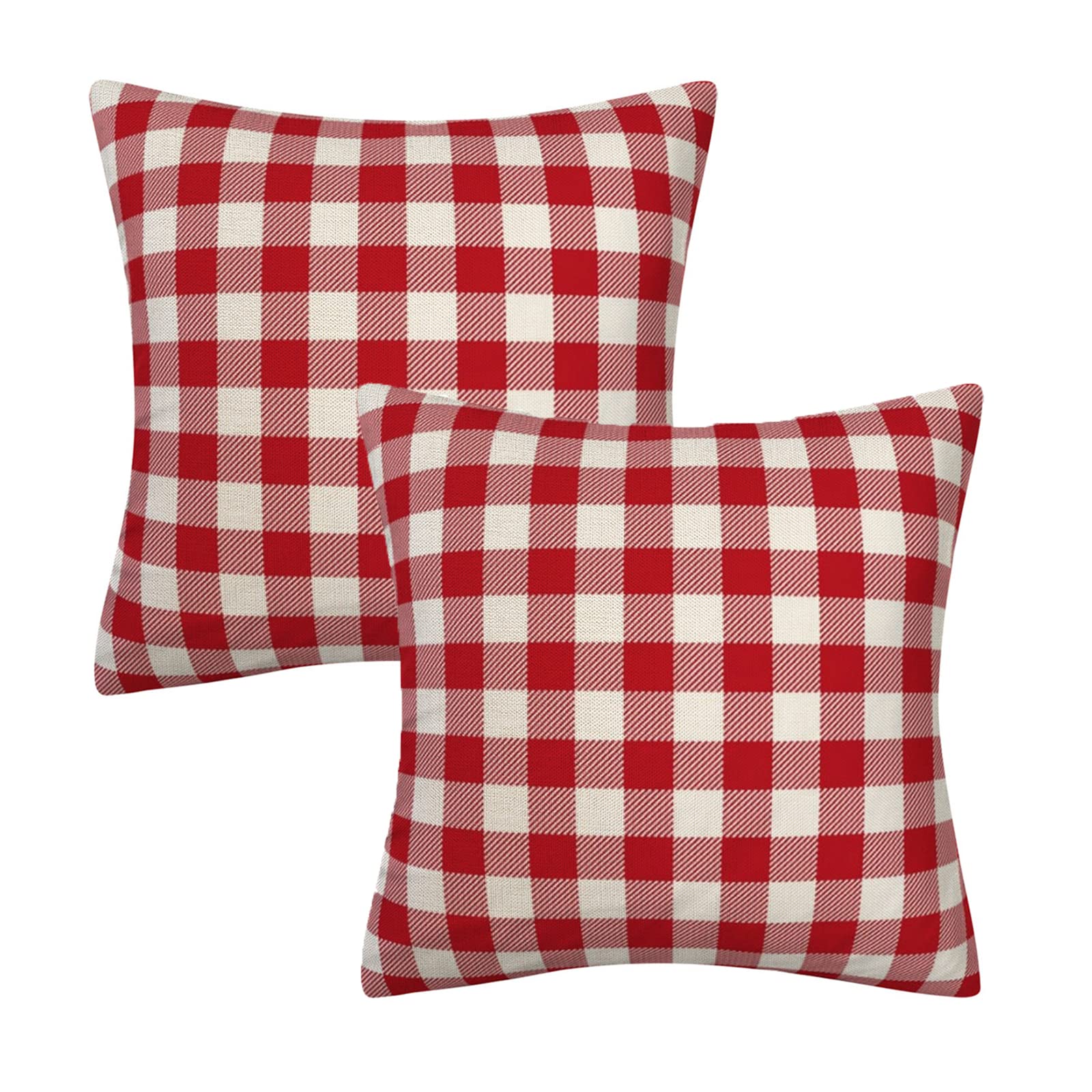 AHAHM Red and White Buffalo Check Plaid Throw Pillow Cover Farmhouse Decorative Throw Pillow Case Indoor Outdoor Cushion Cover Pillowcase for Sofa 16