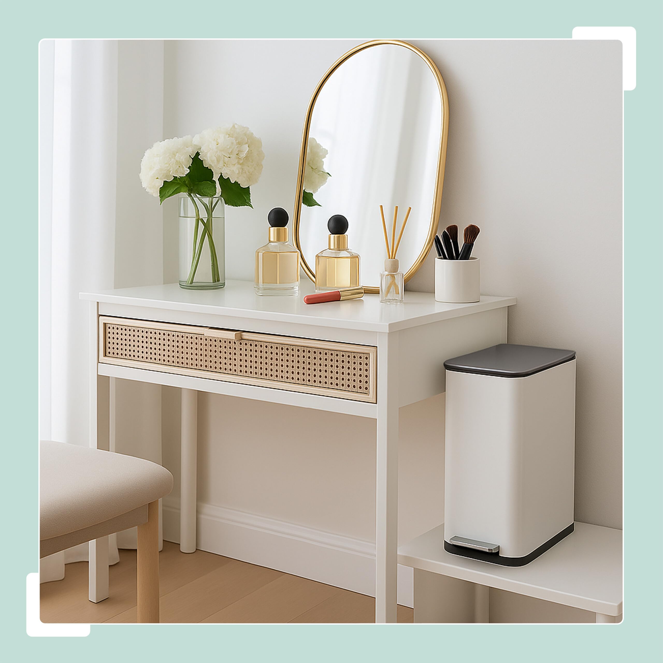 Relaxdays Cubo de Basura Baño, 10 litros, Papelera Rectangular, Tapa con Cierre Suave, Acero Inoxidable en Mate, Blanco
