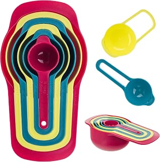 KADAX Set of 6 Measuring Buckets, Measuring Spoons for Baking and Cooking Dosing Aid for Kitchen Measuring Cup Plastic Kitchen Accessories, Dishwasher Safe