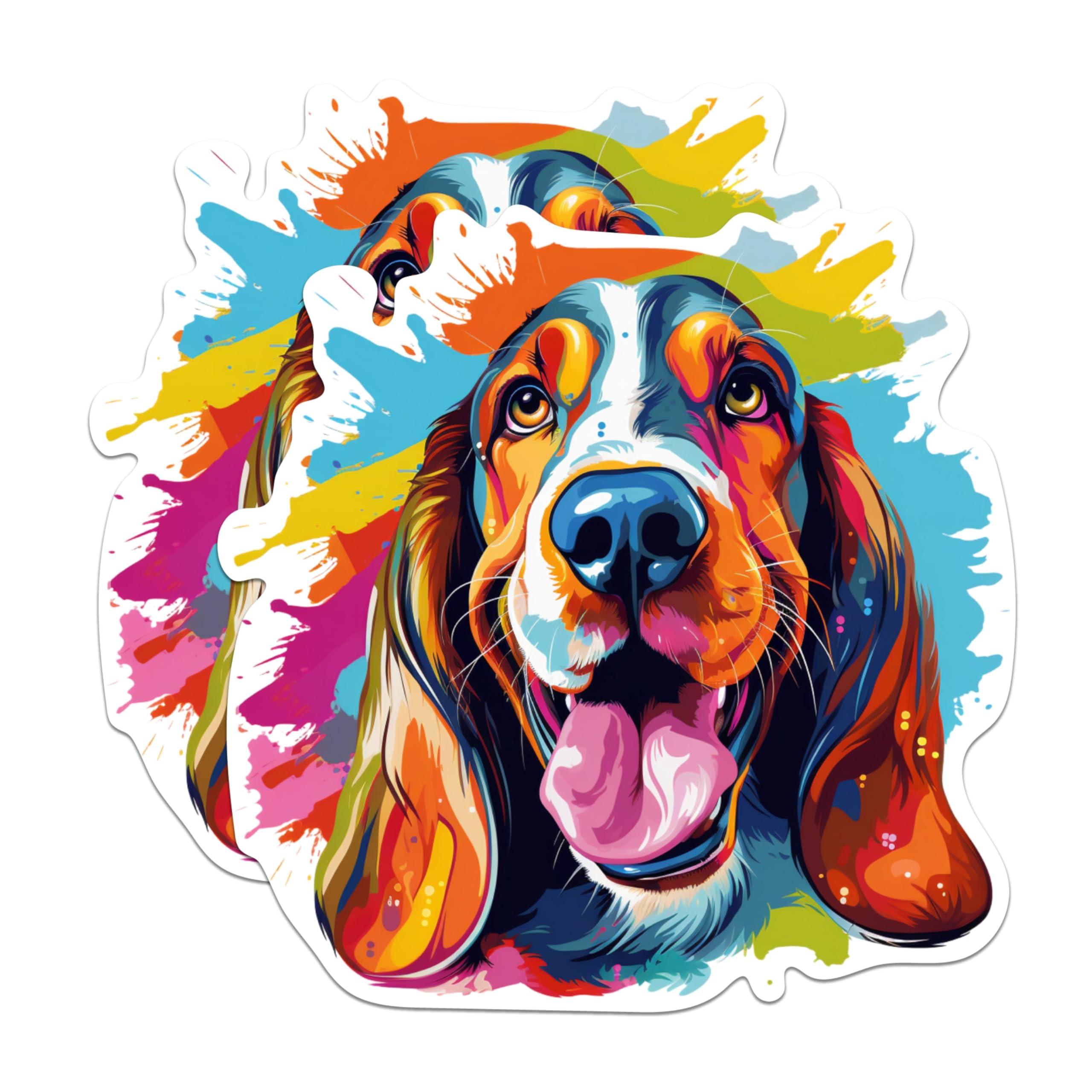 (2 Pack) Basset Hound Dog Breed Stickers - 5 Inches On Longest Side - Choose from Over 100 Dog Breeds - for Cars, Trucks, Skateboards, Laptops - Made in USA - BMCS1766