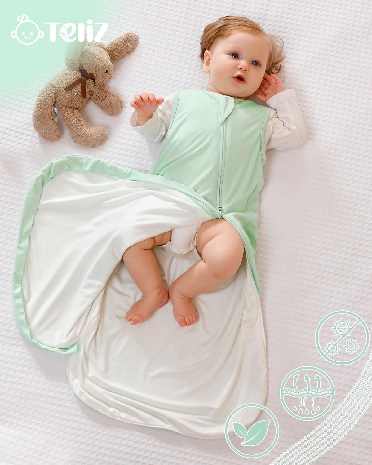 TELIZ Baby Sleeping Bag Unisex Rayon Wearable Blankets for Baby and Toddlers Sleep Sacks 0.5 TOG