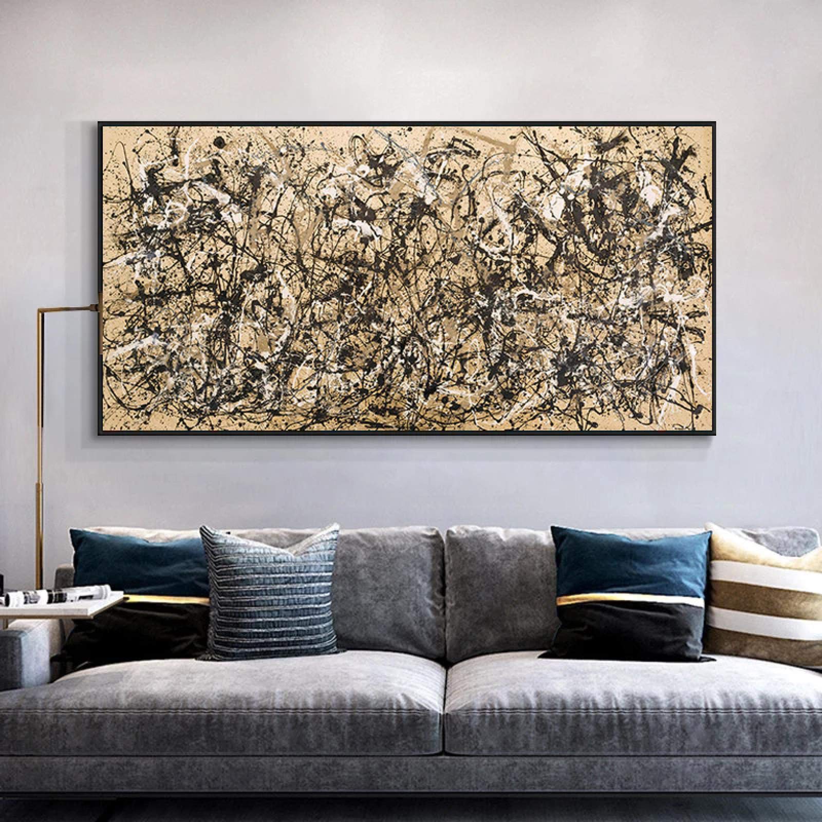 Cuadro en lienzo de arte abstracto Jackson Pollock Posters e impresiones famosos Cuadros artísticos de pared para la decoración de la pared de la sala de estar 75x150cm (30x60in) Marco interno