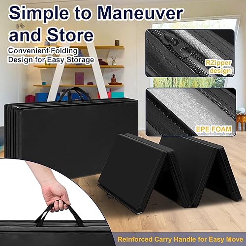 Miniatura 3 de Polar Aurora Colchoneta de gimnasia plegable gruesa de 3 x 6 x 2 pulgadas para ejercicios aeróbicos, esterillas de yoga