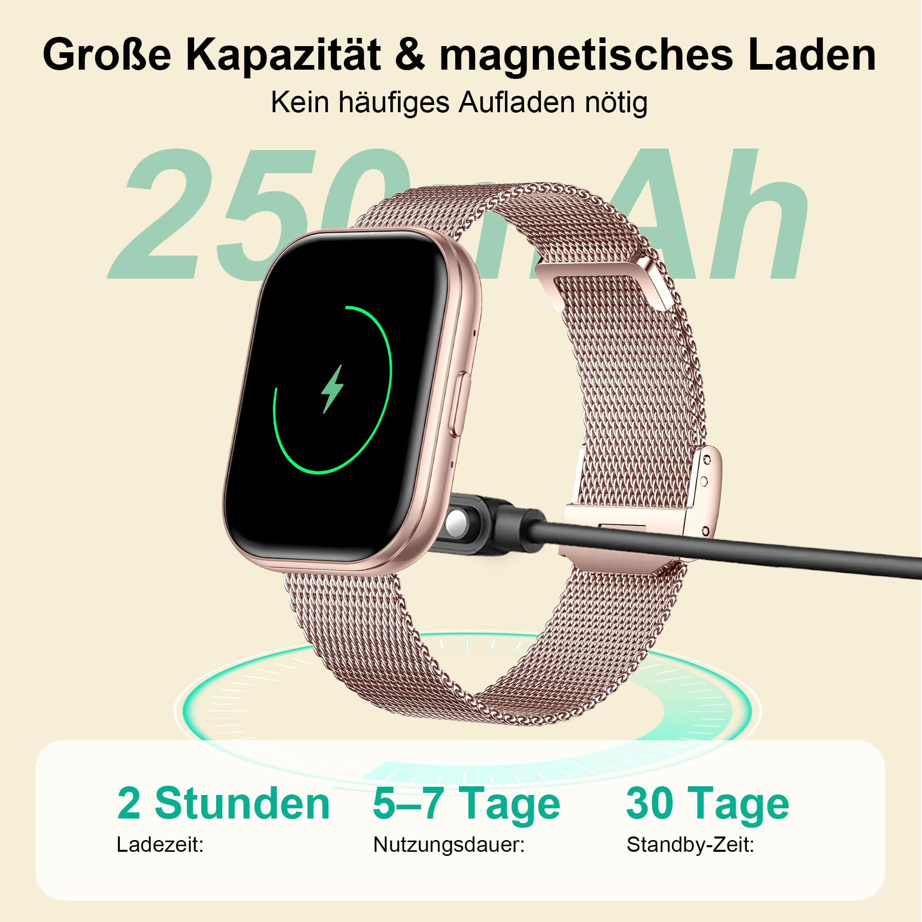 Smartwatch für Damen Herren mit Telefonfunktion,1.75" Fitnessuhr mit Pulsmesser SpO2 Schlafmonitor Schrittzähler IP68 Wasserdicht,120+ Sportmodi Smart Watch Fitness Tracker (Gold)
