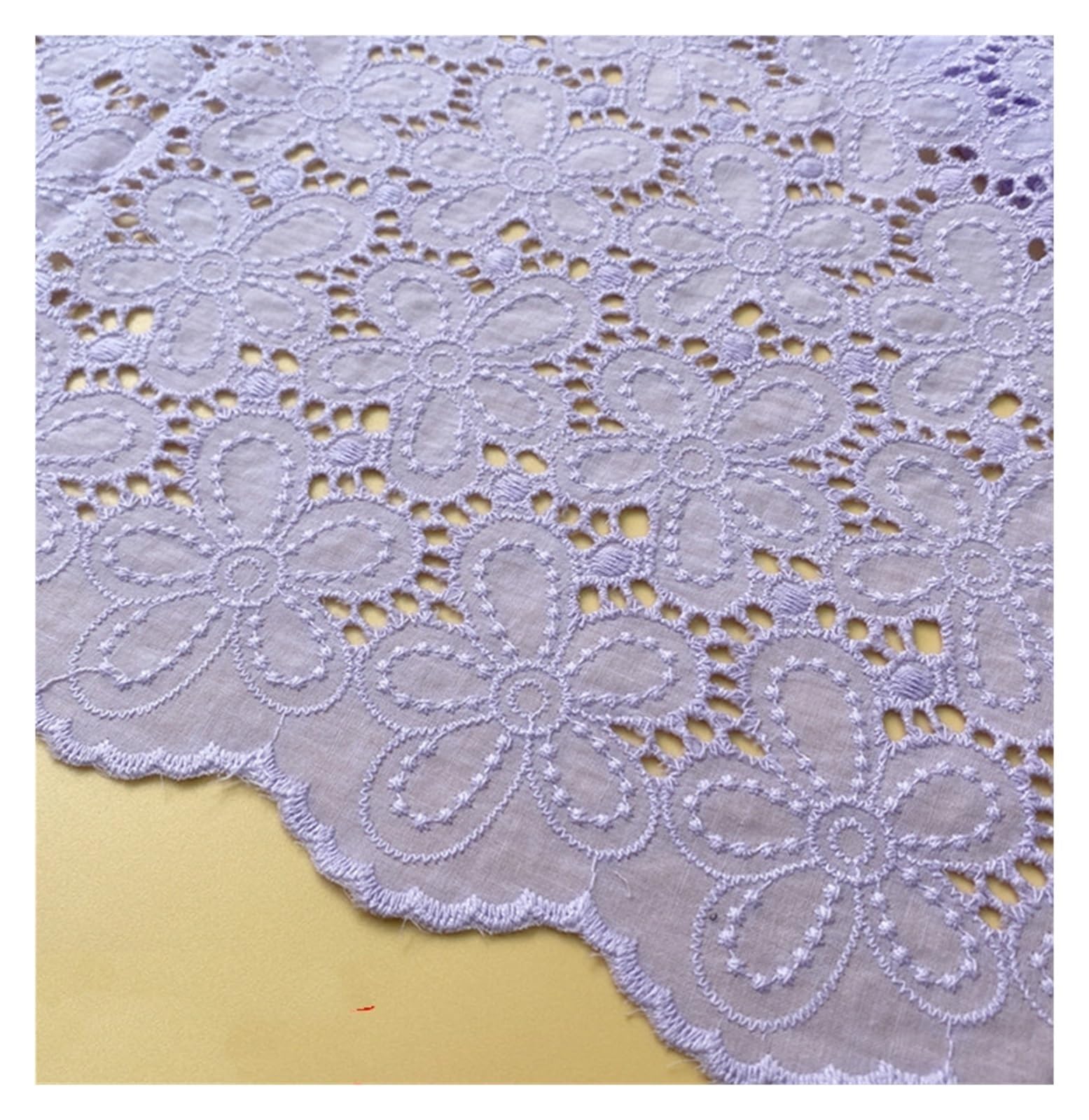 Handmade DIY Coloful Cotton Cloth Embroidered Lace Fabric Width 130cm Clothes Dress Home Accessories(Light Purple)
