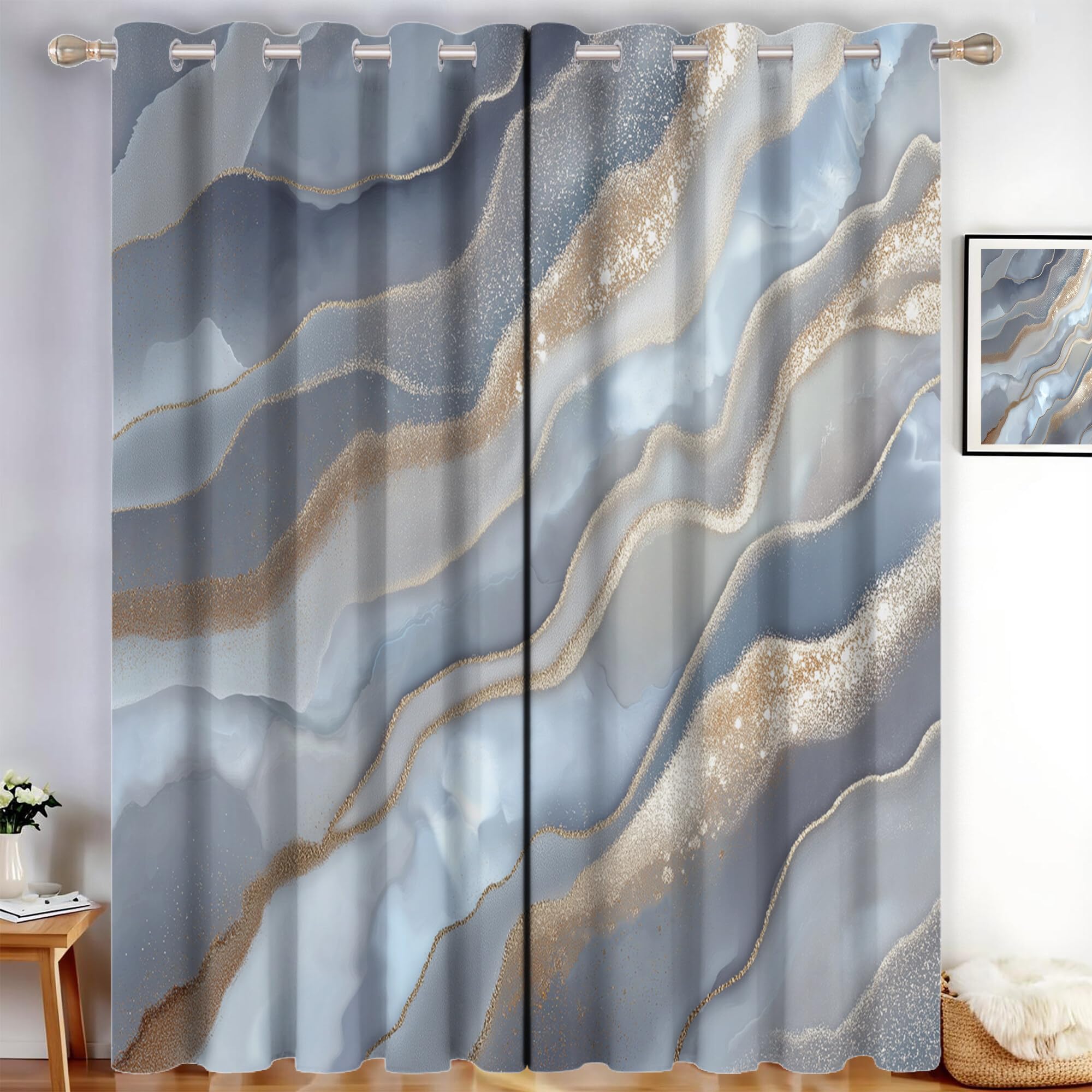 Rideaux occultants thermiques gris argenté 140x160 cm pour chambre lot de 2