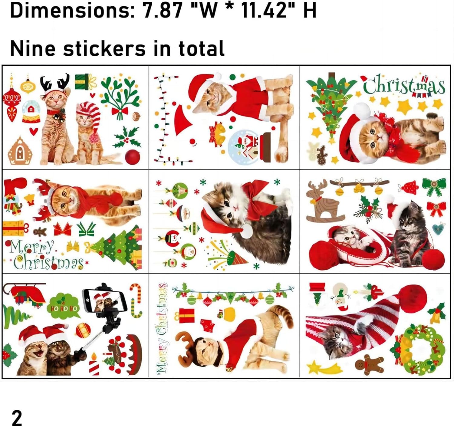 PVC Christmas Sticker Cartoon Christmas Window Sticker Living Room Electrostatic Snowflake Christmas Wall Sticker(Random)