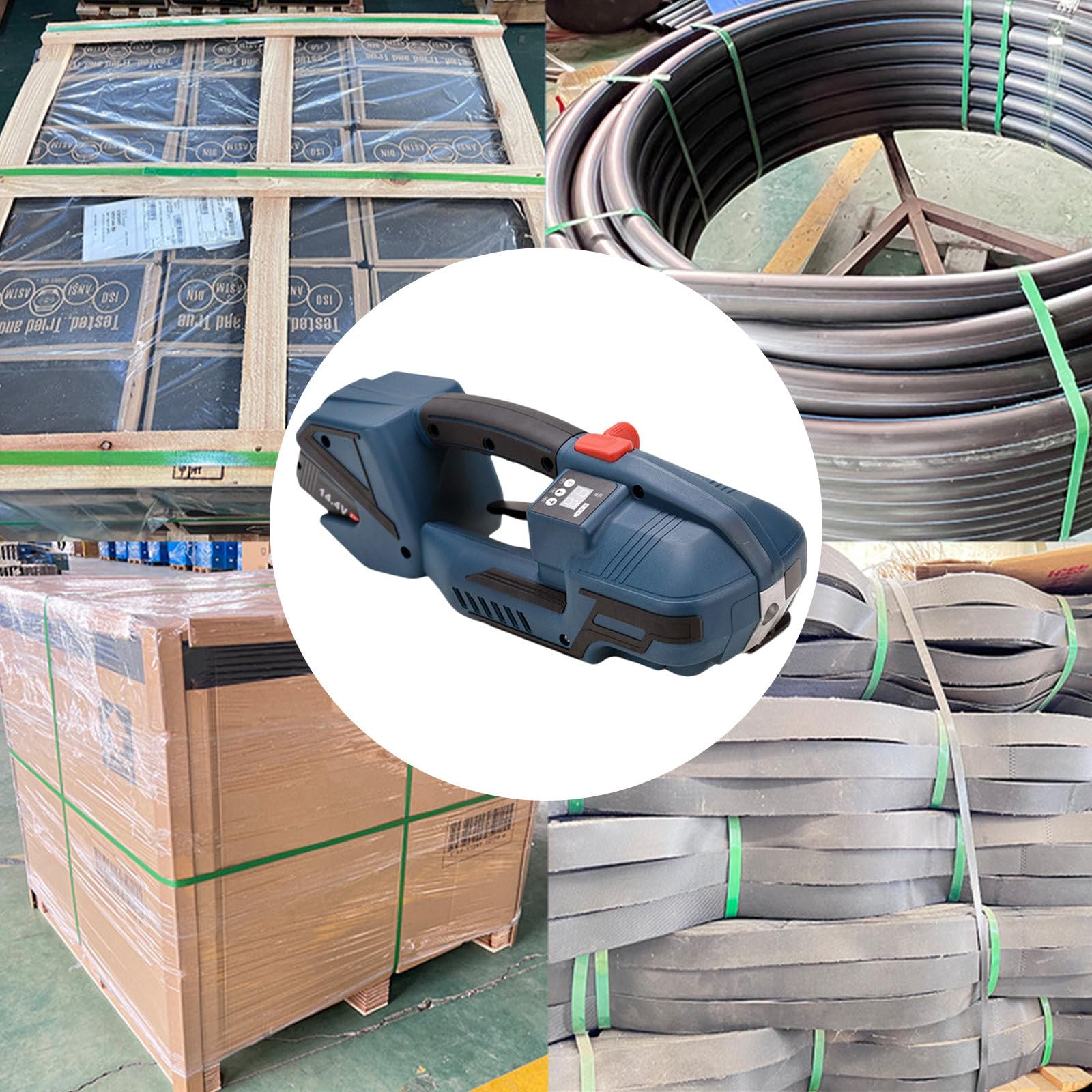 Handumreifungsmaschine, Elektrisches Schweißumreifungsgerät Für 13–16 Mm Breite PP-/PET-Bänder, Verpackungsumreifungsgerät Für Die Aluminiumindustrie, Holzkistenverpackung,2batteries