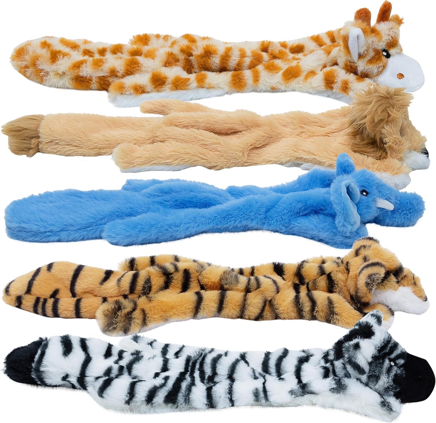 - Squeaky No Stuffing Dog Toy Set – New & Improved Edition Plush Crinkle Dog Toys for Small, Medium & Large Breeds – Soft Tough Stuffless Puppy Chew Squeak Animal Supports Pet Health & Well Being 5 Pack