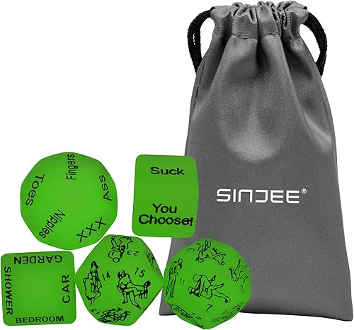 SINJEE Dados sexuales traviesos con 24 posiciones sexuales dados de juego sexual brillante oscuro para parejas hermoso paquete de regalo juego de
