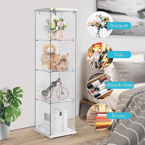 Miniatura 4 de VIVOHOME 4 capas de 157 pulgadas de ancho x 157 pulgadas de profundidad x 626 pulgadas de alto vitrina de vitrina de vitrina con cerradura vidrio
