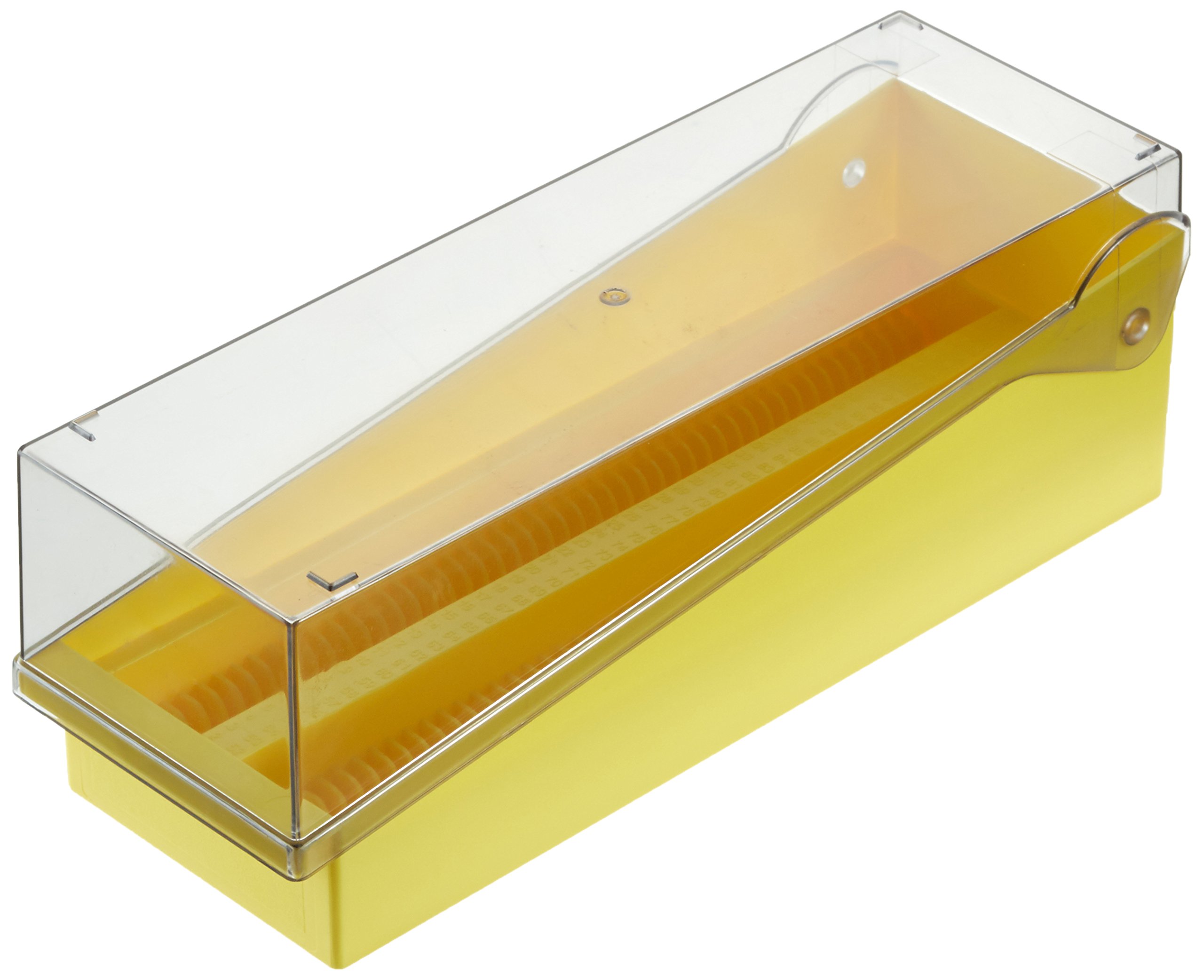 neoLabLine Polystyrol Objektträger-Magazin mit 100-200 Plätzen, Gelb, 245mm x 82mm x 86mm