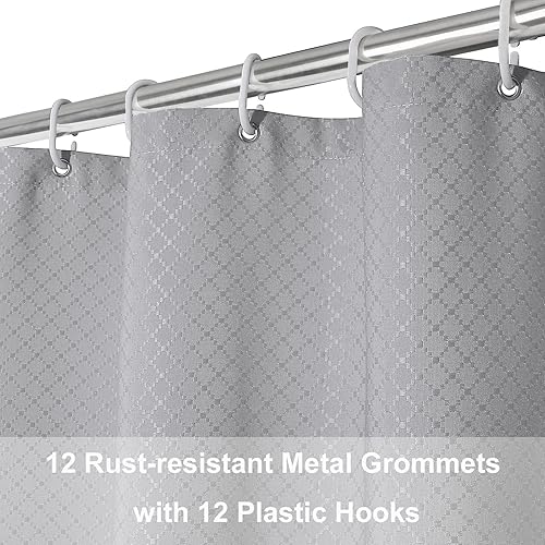 Miniatura 3 de Cortina de ducha extra larga de 80 pulgadas de largo, cortinas de ducha grises de tejido gofre para baño, tela, repelente al agua, lavable a