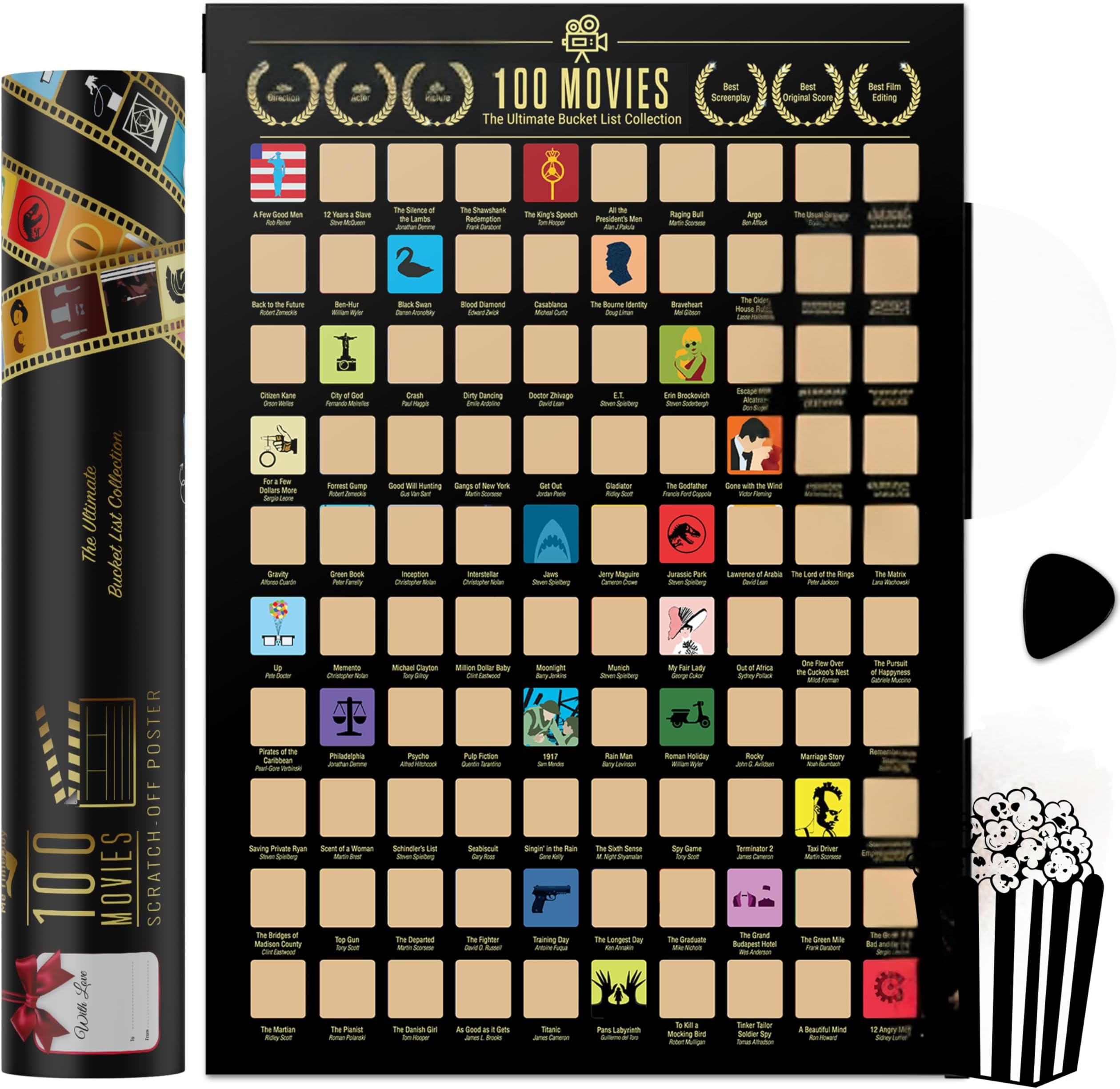 Top 100 Movies Scratch Off Poster