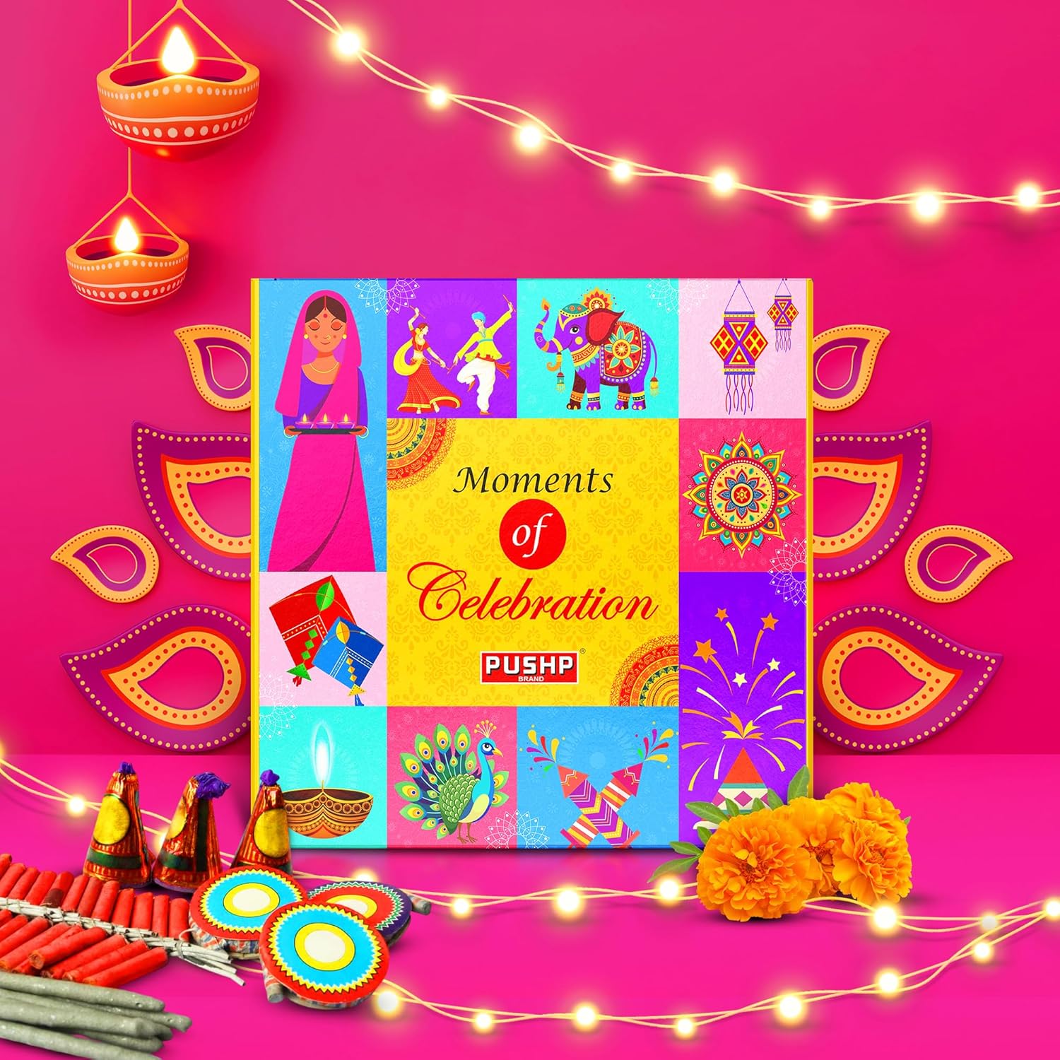 Pushp “Moments of Celebration” Premium Festive Spice & Scented Candle Gift Box | Christmas Gift Hamper | 9 Authentic Indian Spices + 2 Scented Candles | Holiday Xmas Gift Set for Family & Couples | Diwali, Housewarming, Anniversary & Birthday Gifts Pushp “Moments of Celebration” Premium Festive Spice & Scented Candle Gift Box | Christmas Gift Hamper | 9 Authentic Indian Spices + 2 Scented Candles | Holiday Xmas Gift Set for Family & Couples | Diwali, Housewarming, Anniversary & Birthday Gifts