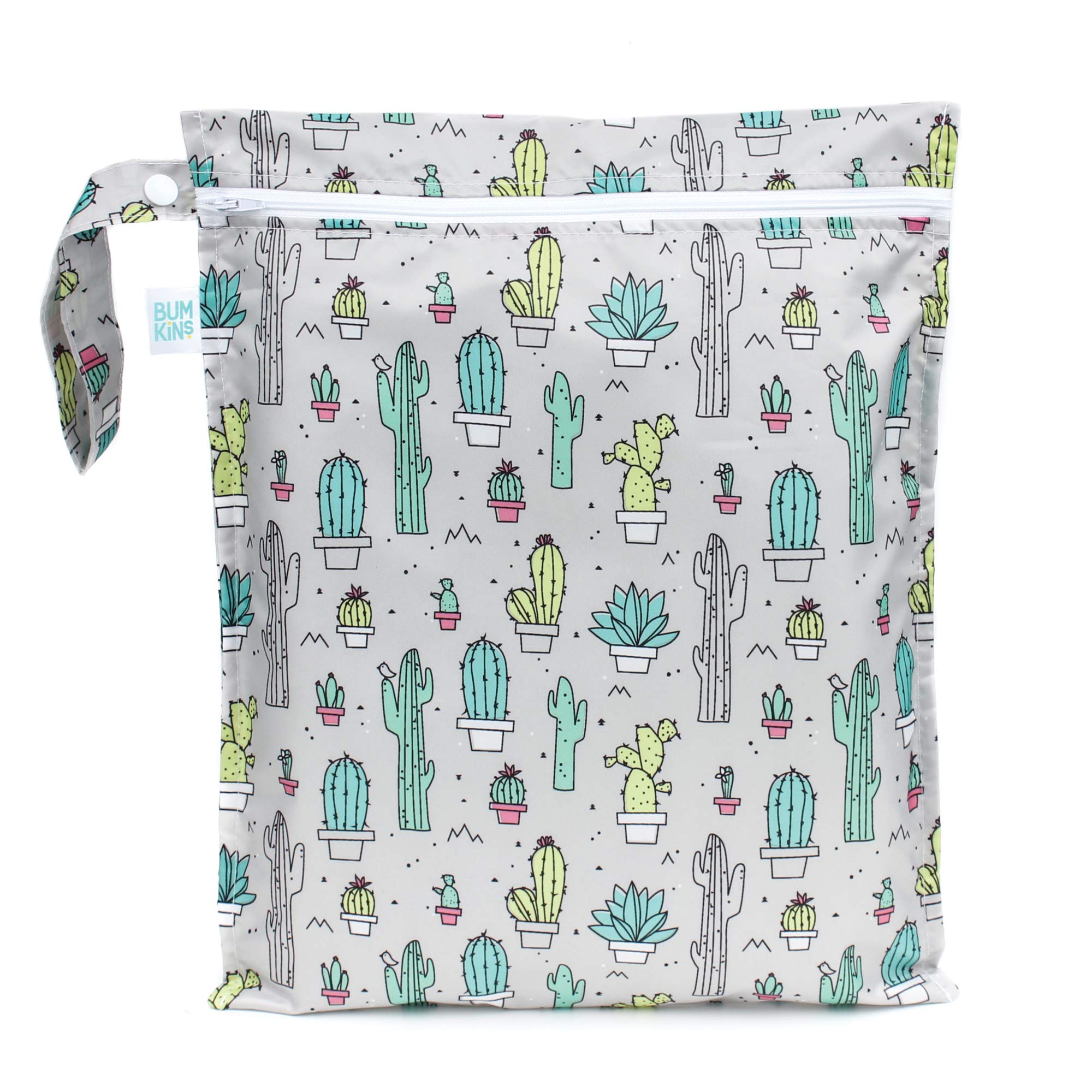 Bumkins Reusable Waterproof Wet Bag with Zipper, Cacti