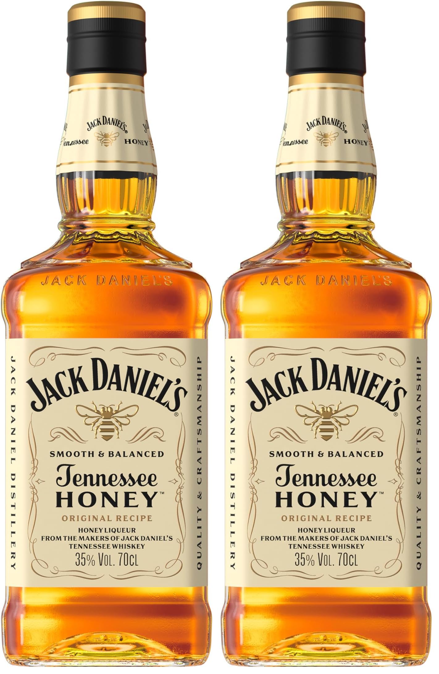 Jack Daniel's Tennessee Honey - Tennessee Whiskey - Echter Honig, mit feinen Noten von Schokolade - 0.7L/35% Vol. (Packung mit 2)