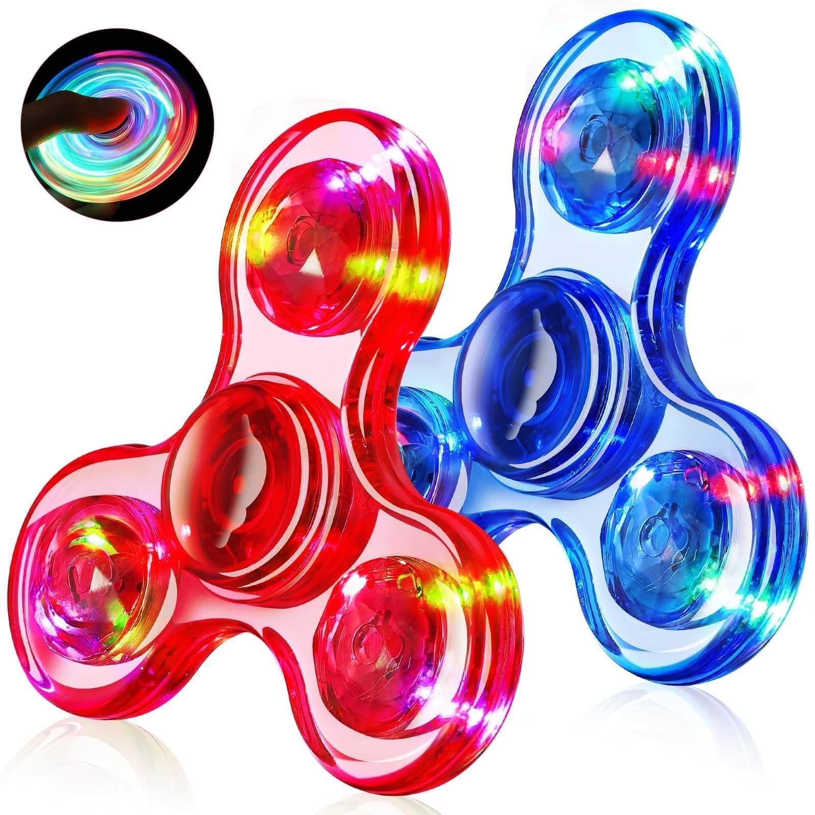 Fidget Spinner 2 Pack, Light up Sensory Fidget Toys Adults Kids Autism ADHD