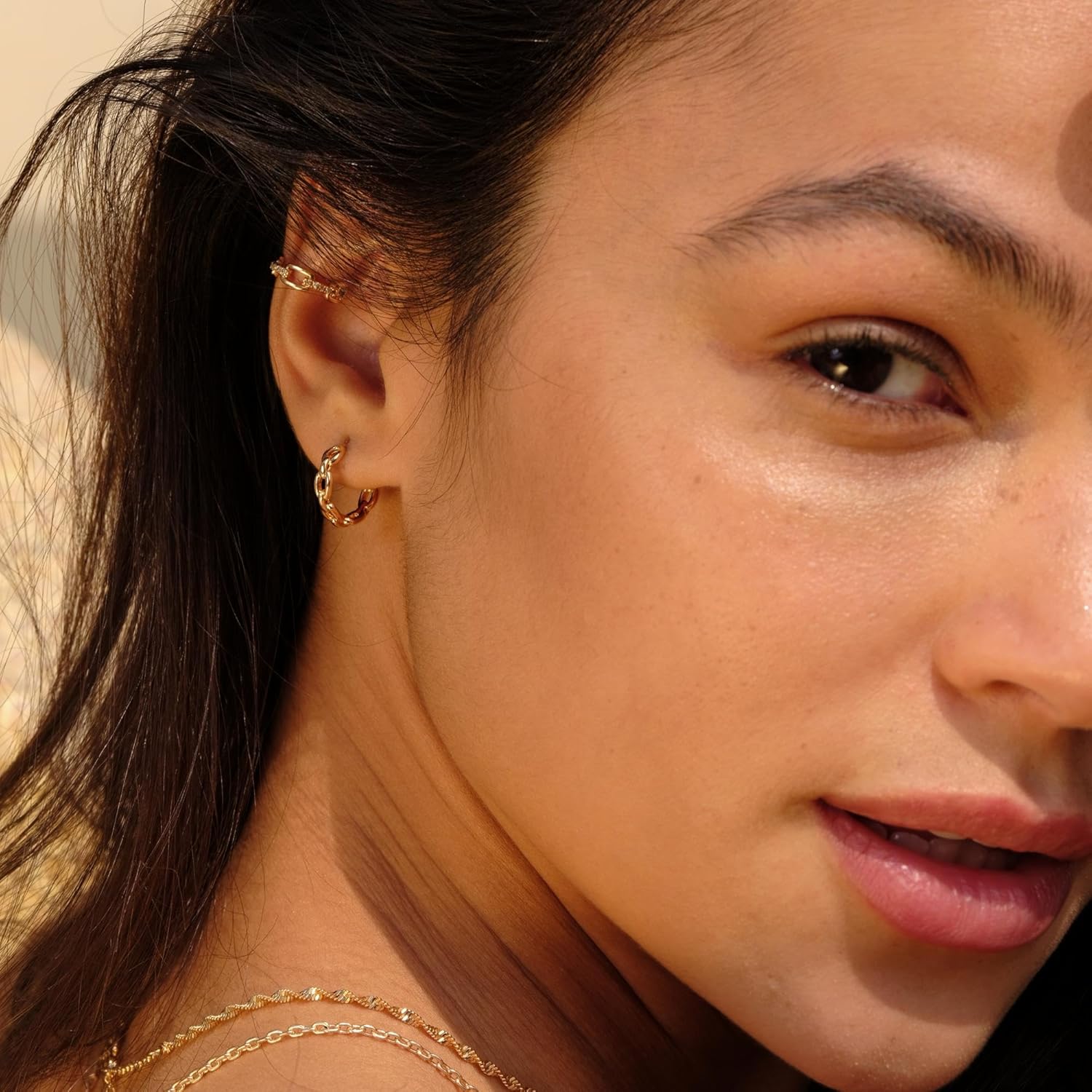 VACRONA Cubic Zirconia Huggie Earrings 14k Gold Plated Tiny Earrings Small Huggie Hoop Earrings Simple Lightweight Hoops Gift for Women