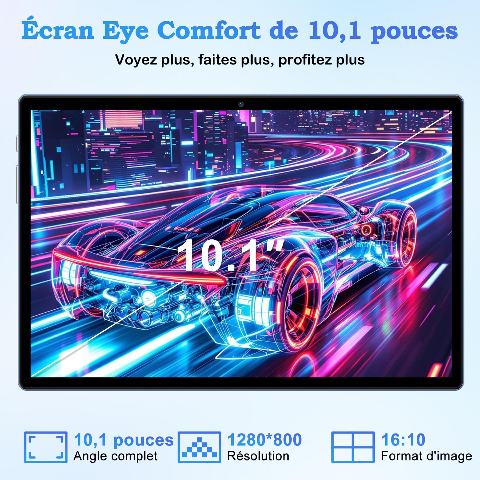 ZIOVO Tablet 10 Pollici Android 15,30GB RAM+128GB ROM(TF 1TB),5G WiFi Tablets,Octa-Core 2.0 GHz/Gemini AI/Widevine L1/8000 mAh/Bluetooth 5.0/GPS/Face ID/2 in 1 Tablet con Tastiera e Mouse-Blu